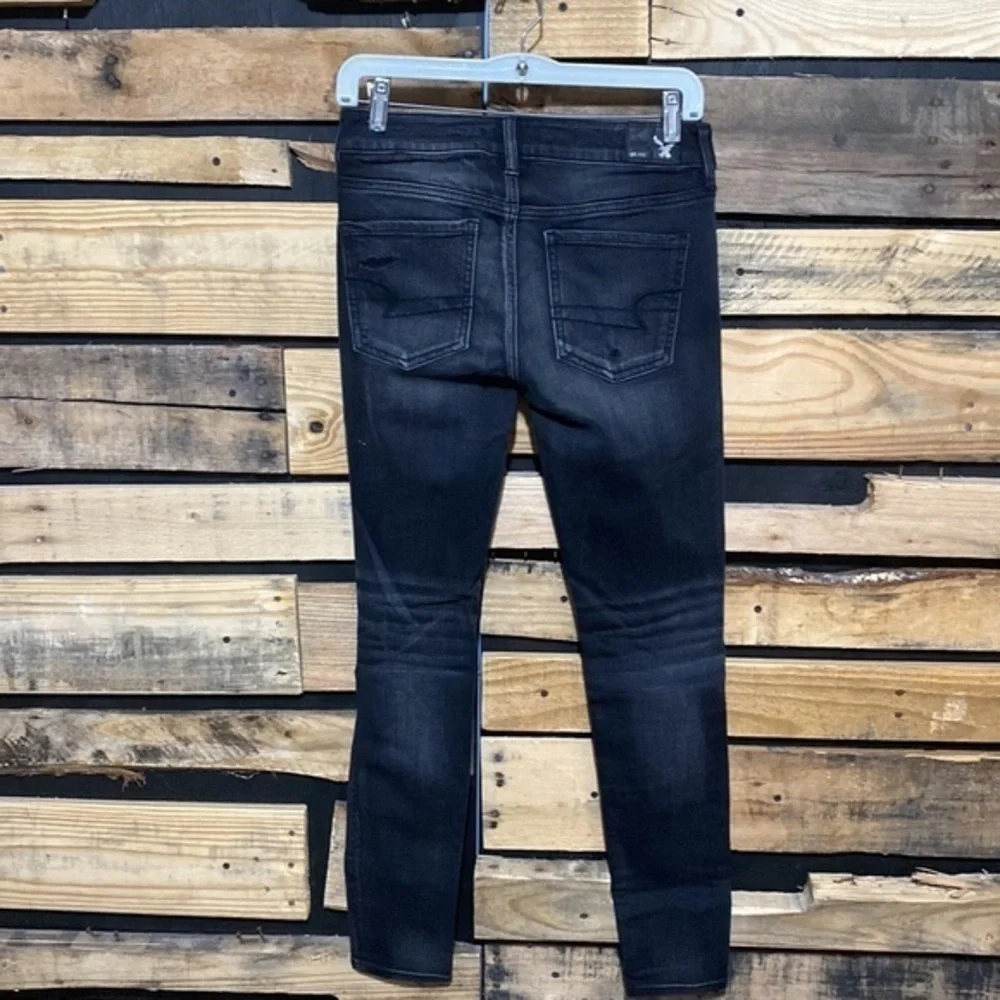 American‎ Eagle Black Distressed Super Stretch Hi Rise Jegging Size 4